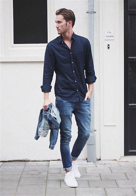 blue jeans navy shirt